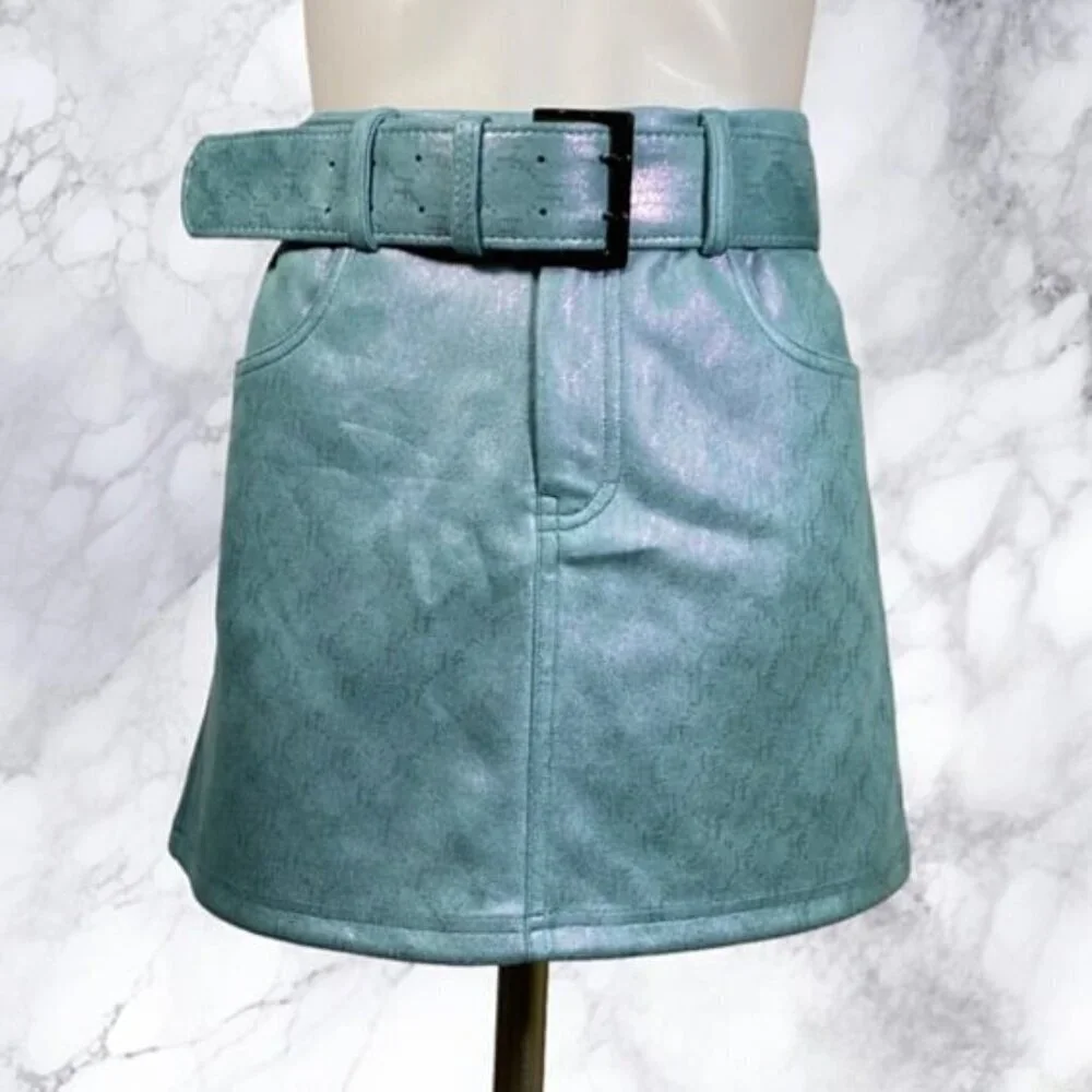 Superdown Kiki Mini Skirt - Metallic Blue